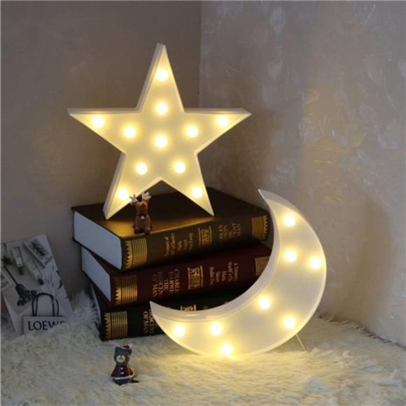 Star Marquee Sign Lights, Warm White LED Lamp -Living Room, Bedroom Table & Wall - Picture 6 of 7